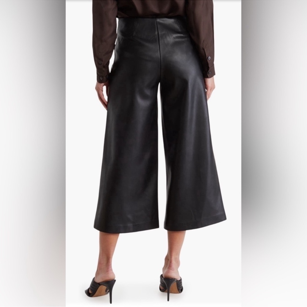 Tahari Black Wide-Leg Faux Leather Culottes size 14 - Picture 2 of 7